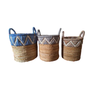 Set Sail With A Tri Of Circular Baskets, Wo Ven Fr Om Banana Bark And Macrame Magic!